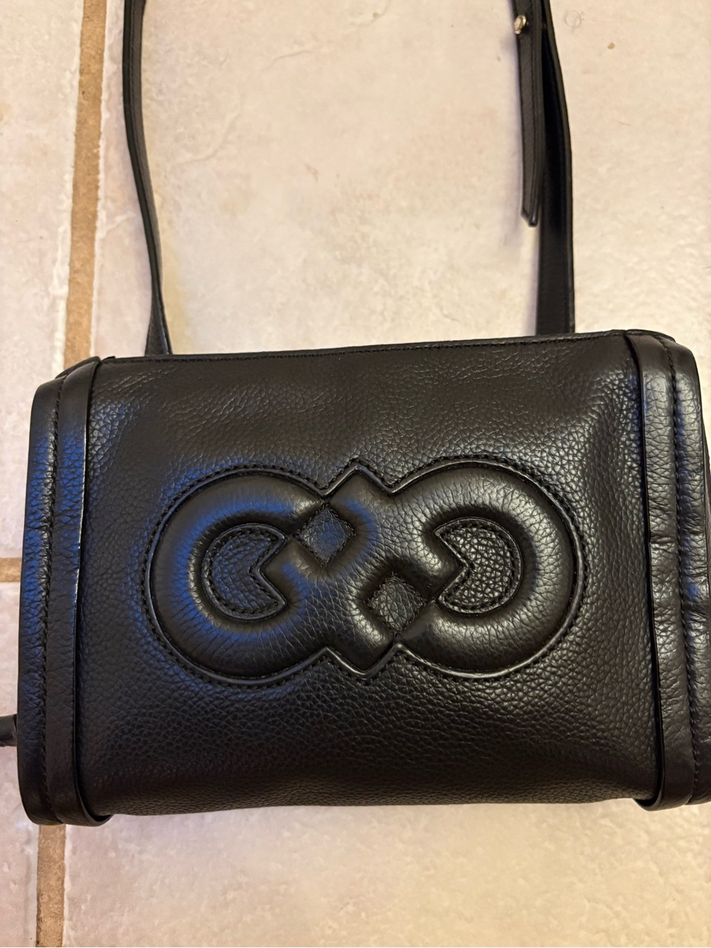 Cole Haan Black Pebbled Leather Camera Crossbody Bag